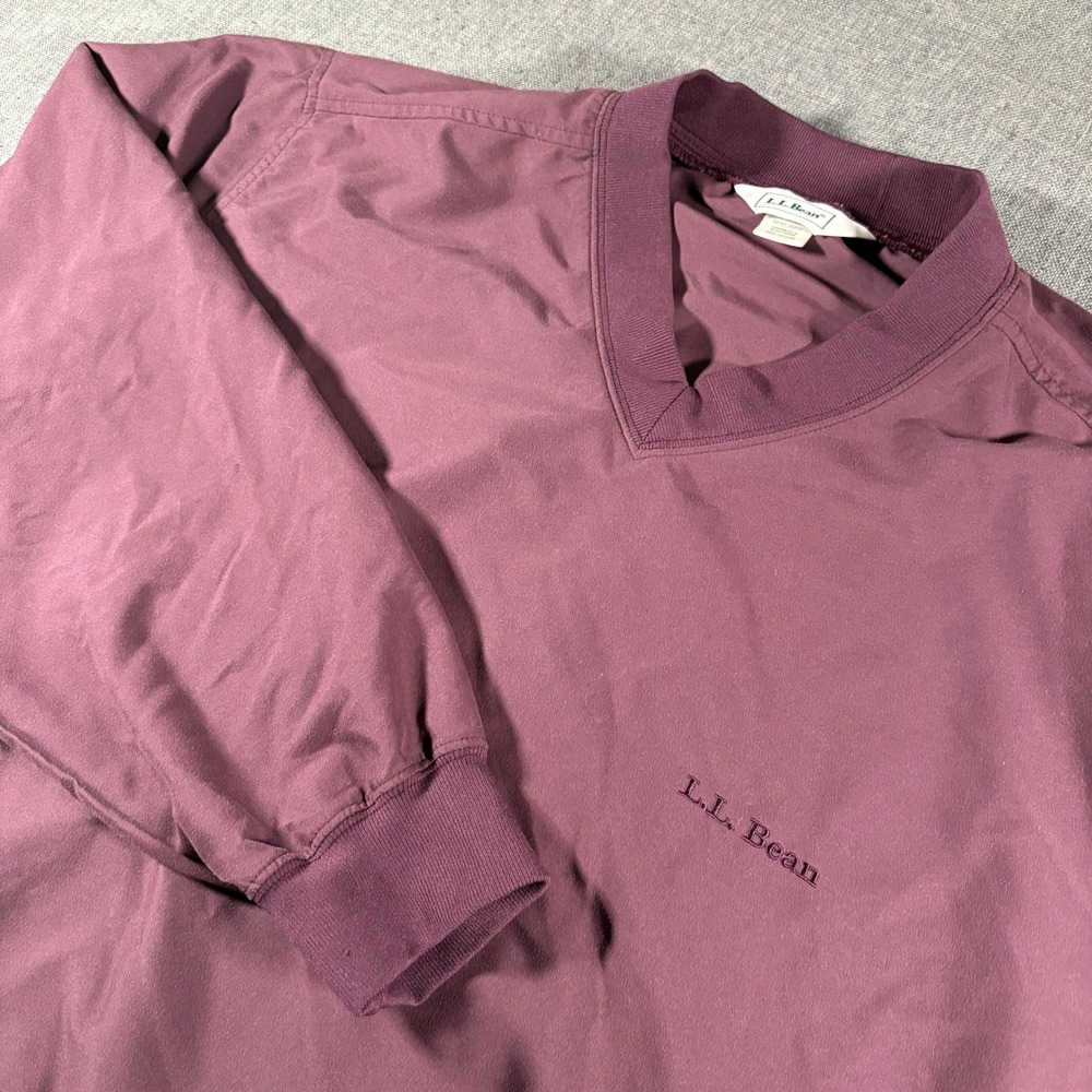 LL Bean Windbreaker Pullover Mens XL Burgundy V-Neck Embroidered Logo 0KR31